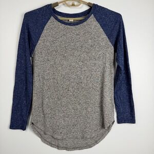 Old Navy Mens Small Blue Grey Raglan Baseball Long Sleeve Tee Shirt